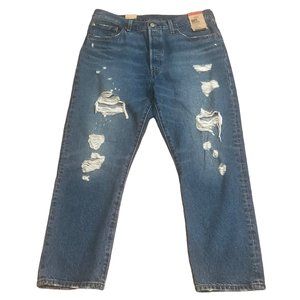 Levi's 501 High-Rise Straight Leg Crop Distressed Jeans Size 31x 26